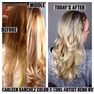 Blond Balayage Color Correction by Carleen Sanchez. Home haircolor is not your friend.