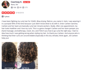Curly Hair Reno Nevada | air Cut & Color Design by Carleen Sanchez